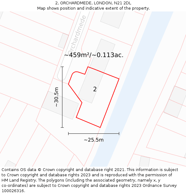 2, ORCHARDMEDE, LONDON, N21 2DL: Plot and title map