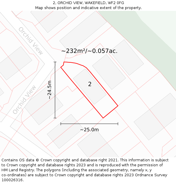 2, ORCHID VIEW, WAKEFIELD, WF2 0FG: Plot and title map