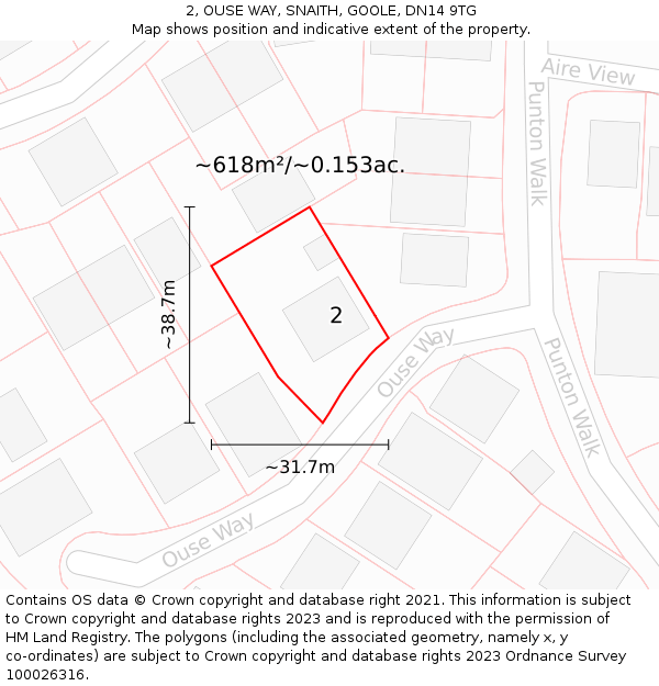 2, OUSE WAY, SNAITH, GOOLE, DN14 9TG: Plot and title map