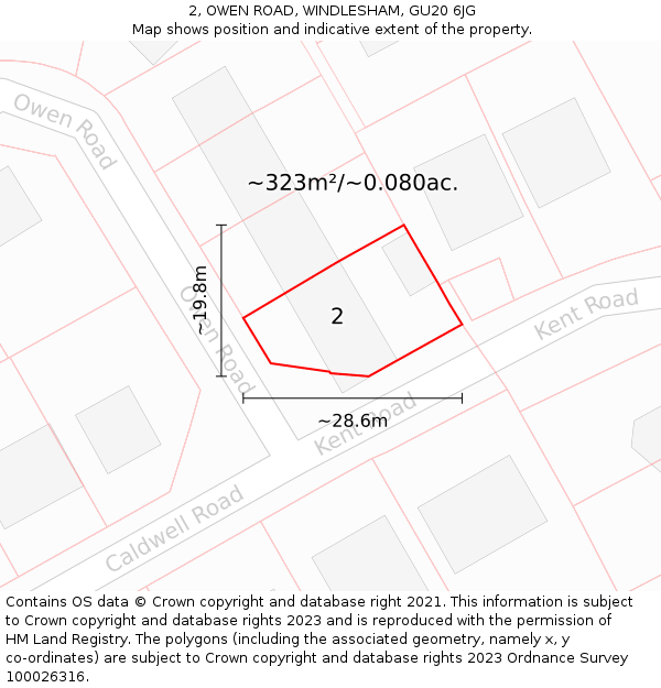 2, OWEN ROAD, WINDLESHAM, GU20 6JG: Plot and title map