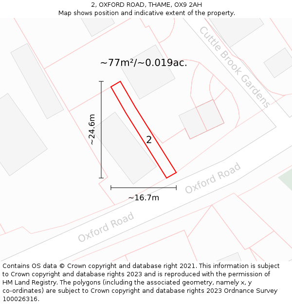 2, OXFORD ROAD, THAME, OX9 2AH: Plot and title map