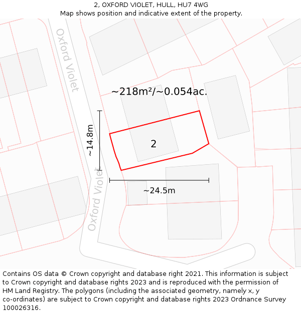 2, OXFORD VIOLET, HULL, HU7 4WG: Plot and title map