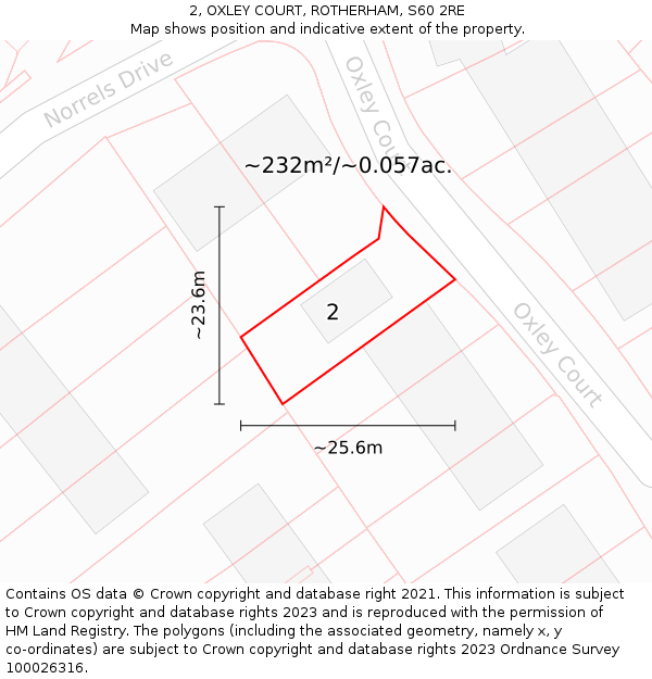 2, OXLEY COURT, ROTHERHAM, S60 2RE: Plot and title map