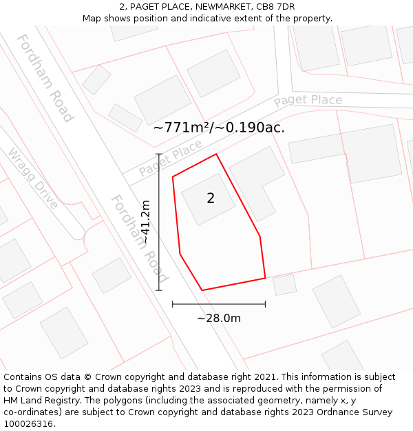 2, PAGET PLACE, NEWMARKET, CB8 7DR: Plot and title map