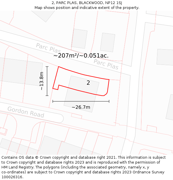 2, PARC PLAS, BLACKWOOD, NP12 1SJ: Plot and title map