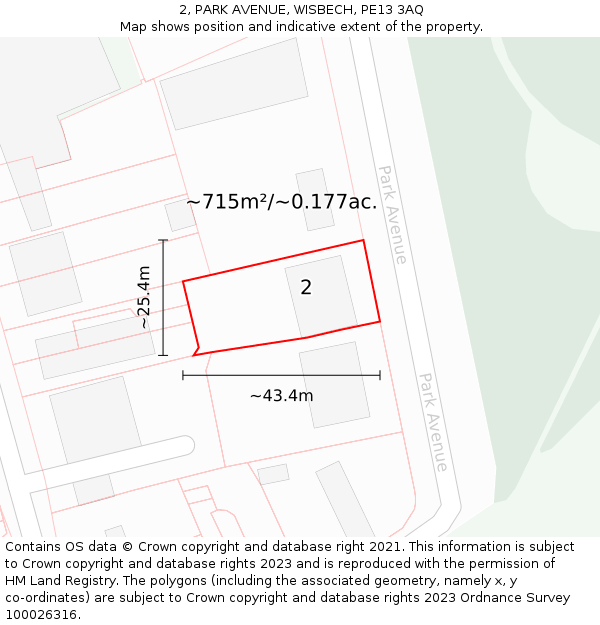 2, PARK AVENUE, WISBECH, PE13 3AQ: Plot and title map