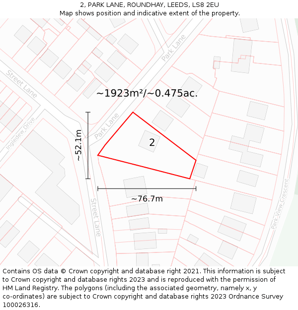 2, PARK LANE, ROUNDHAY, LEEDS, LS8 2EU: Plot and title map