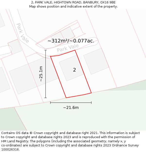 2, PARK VALE, HIGHTOWN ROAD, BANBURY, OX16 9BE: Plot and title map