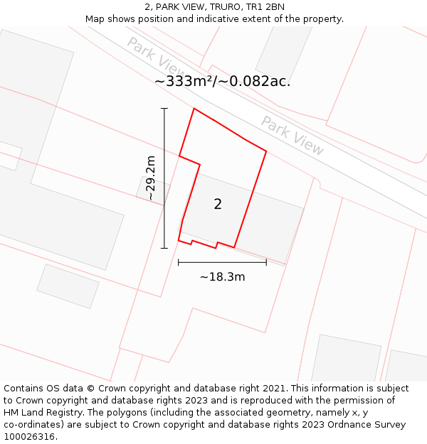 2, PARK VIEW, TRURO, TR1 2BN: Plot and title map