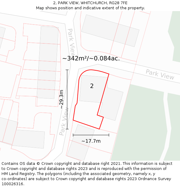 2, PARK VIEW, WHITCHURCH, RG28 7FE: Plot and title map