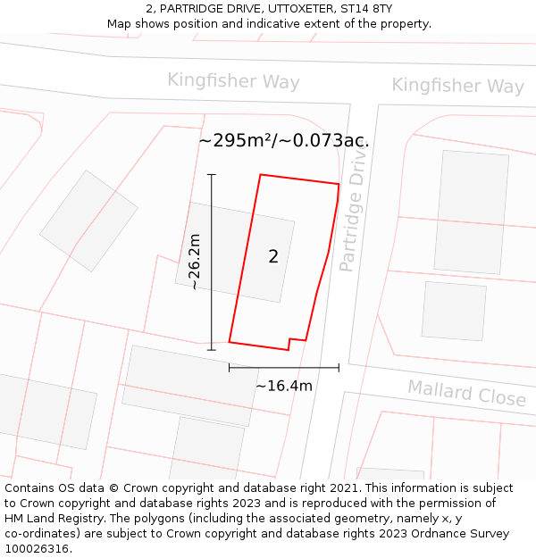 2, PARTRIDGE DRIVE, UTTOXETER, ST14 8TY: Plot and title map