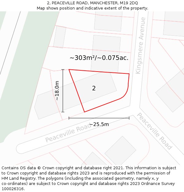 2, PEACEVILLE ROAD, MANCHESTER, M19 2DQ: Plot and title map