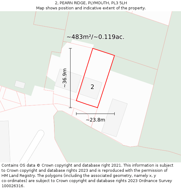 2, PEARN RIDGE, PLYMOUTH, PL3 5LH: Plot and title map