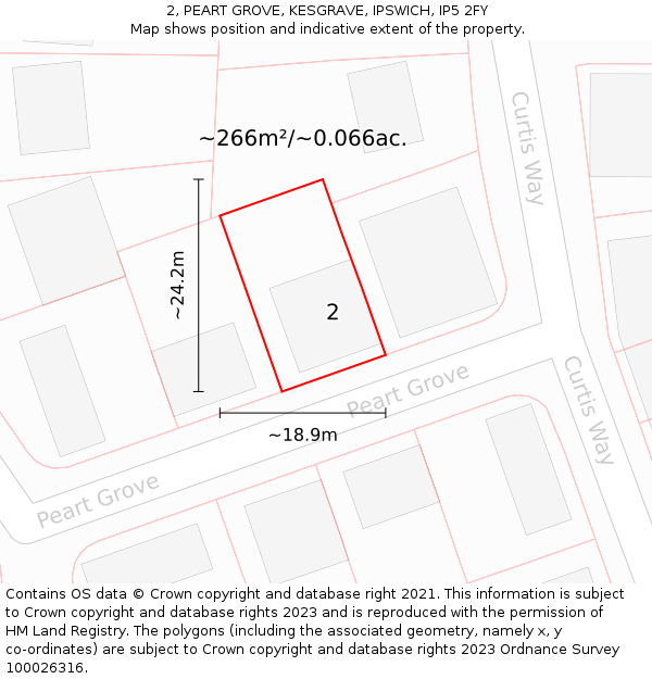 2, PEART GROVE, KESGRAVE, IPSWICH, IP5 2FY: Plot and title map