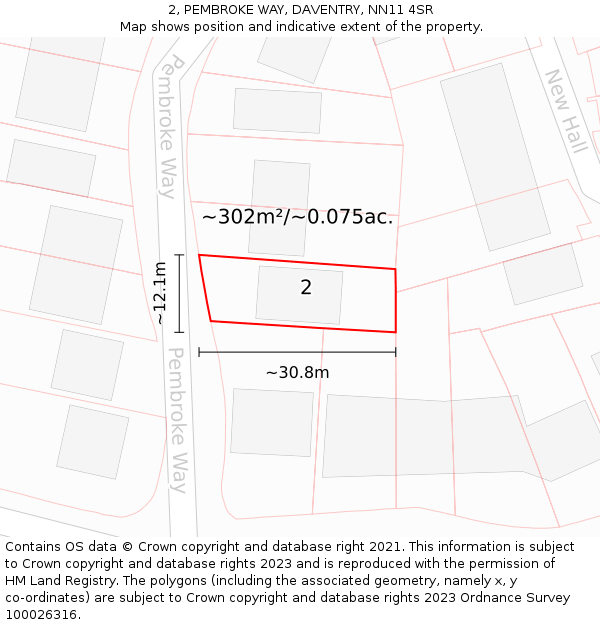 2, PEMBROKE WAY, DAVENTRY, NN11 4SR: Plot and title map