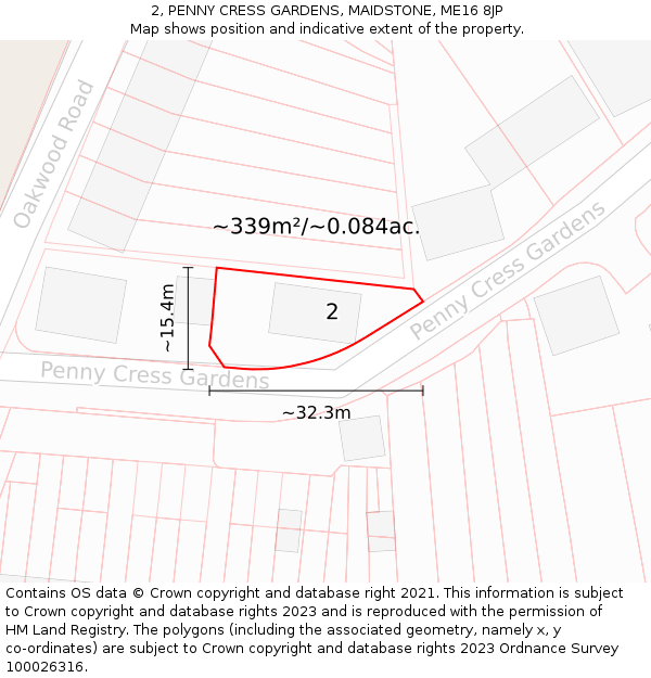 2, PENNY CRESS GARDENS, MAIDSTONE, ME16 8JP: Plot and title map