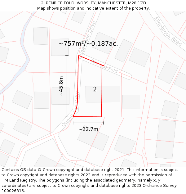 2, PENRICE FOLD, WORSLEY, MANCHESTER, M28 1ZB: Plot and title map