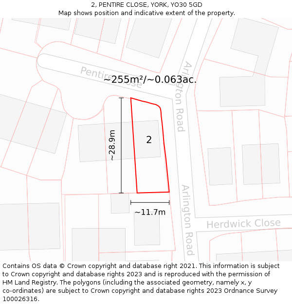 2, PENTIRE CLOSE, YORK, YO30 5GD: Plot and title map