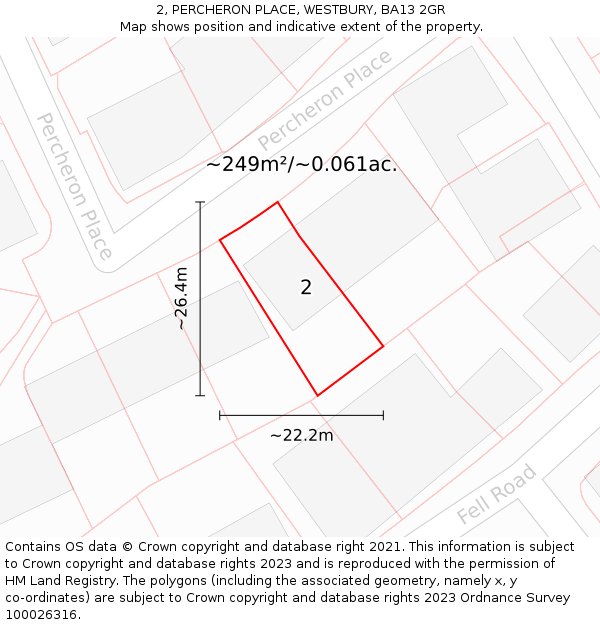 2, PERCHERON PLACE, WESTBURY, BA13 2GR: Plot and title map