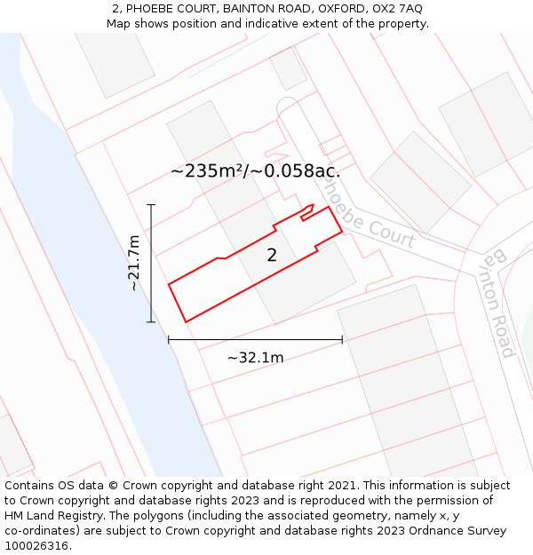 2, PHOEBE COURT, BAINTON ROAD, OXFORD, OX2 7AQ: Plot and title map