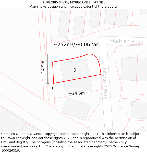 2, PILGRIMS WAY, MORECAMBE, LA3 3BL: Plot and title map