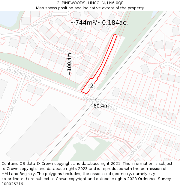 2, PINEWOODS, LINCOLN, LN6 0QP: Plot and title map