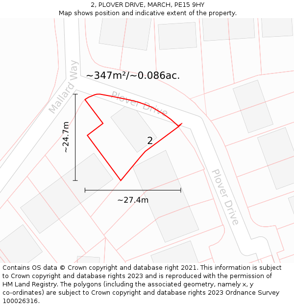 2, PLOVER DRIVE, MARCH, PE15 9HY: Plot and title map