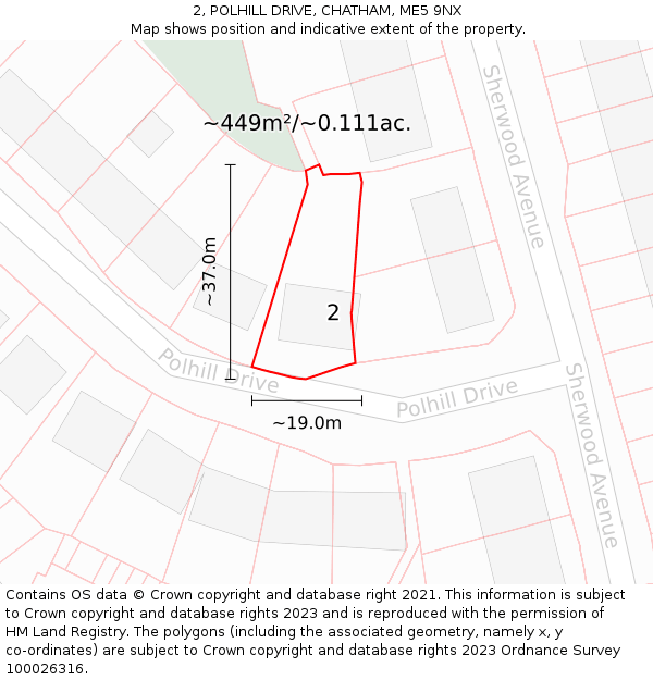 2, POLHILL DRIVE, CHATHAM, ME5 9NX: Plot and title map