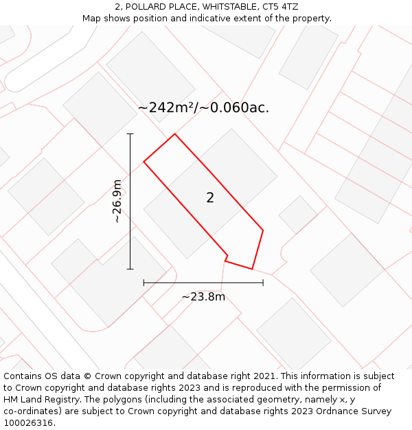 2, POLLARD PLACE, WHITSTABLE, CT5 4TZ: Plot and title map