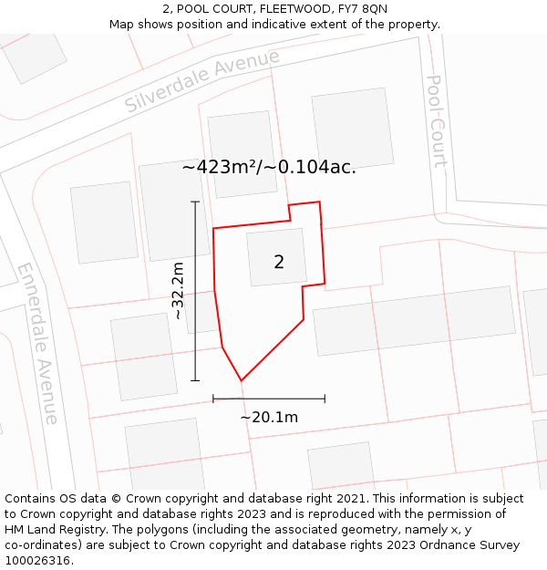 2, POOL COURT, FLEETWOOD, FY7 8QN: Plot and title map