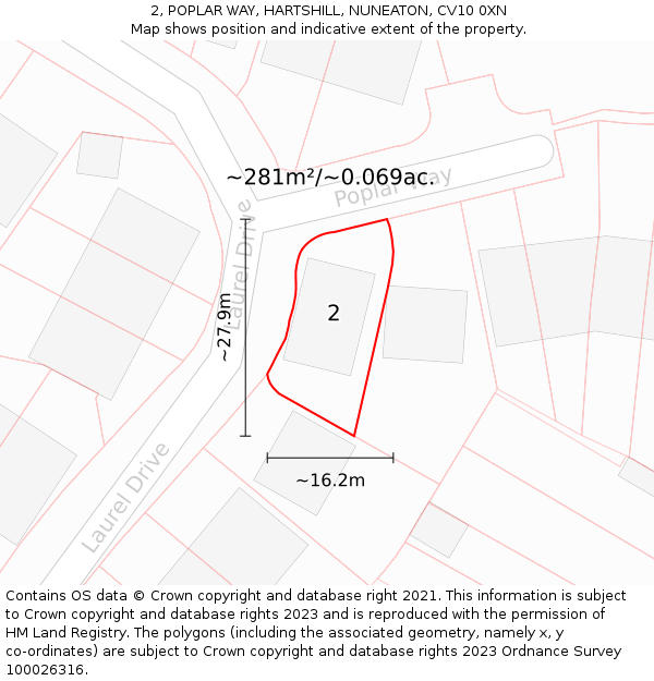 2, POPLAR WAY, HARTSHILL, NUNEATON, CV10 0XN: Plot and title map