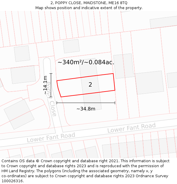 2, POPPY CLOSE, MAIDSTONE, ME16 8TQ: Plot and title map