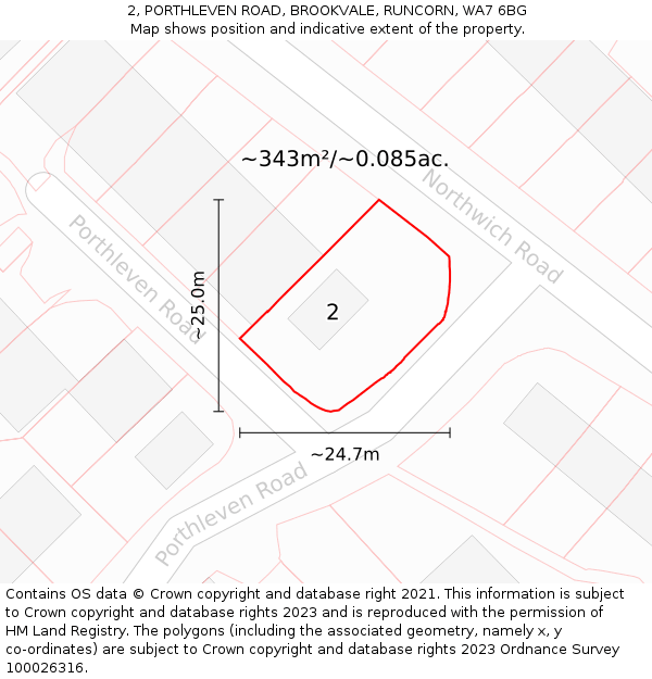 2, PORTHLEVEN ROAD, BROOKVALE, RUNCORN, WA7 6BG: Plot and title map