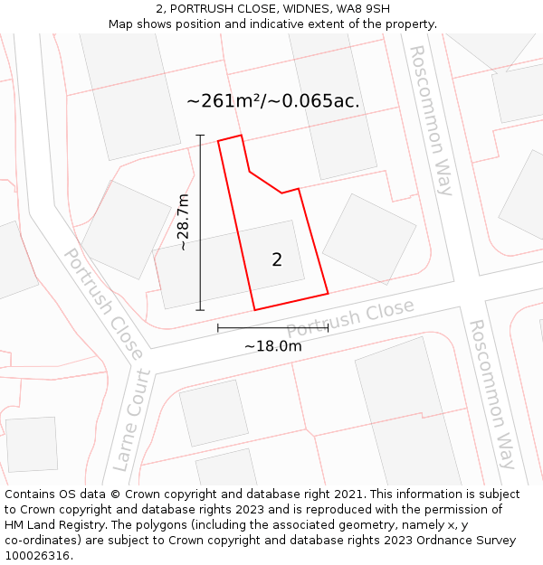 2, PORTRUSH CLOSE, WIDNES, WA8 9SH: Plot and title map