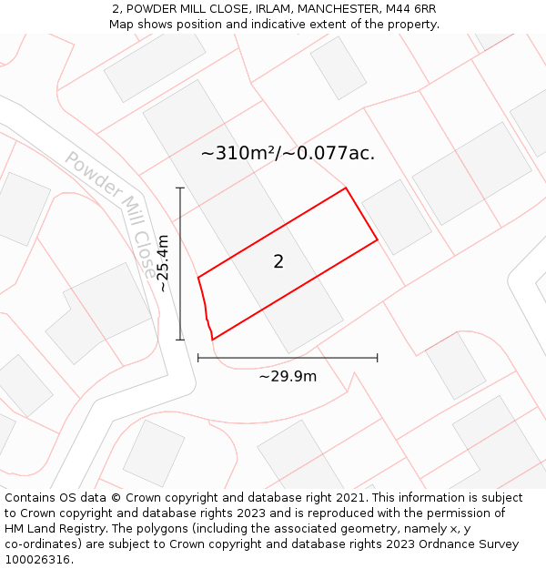 2, POWDER MILL CLOSE, IRLAM, MANCHESTER, M44 6RR: Plot and title map