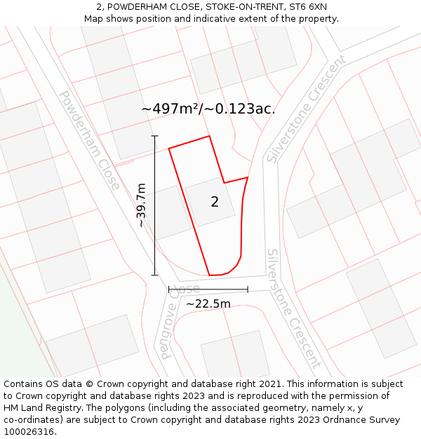 2, POWDERHAM CLOSE, STOKE-ON-TRENT, ST6 6XN: Plot and title map