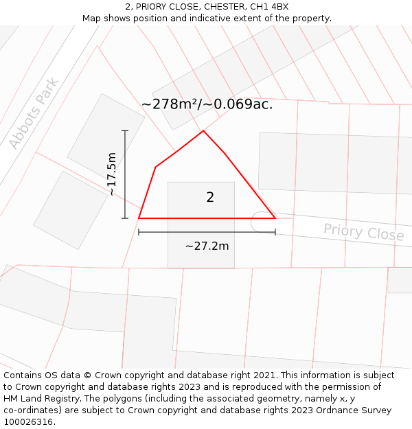 2, PRIORY CLOSE, CHESTER, CH1 4BX: Plot and title map