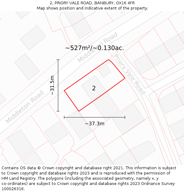 2, PRIORY VALE ROAD, BANBURY, OX16 4FR: Plot and title map