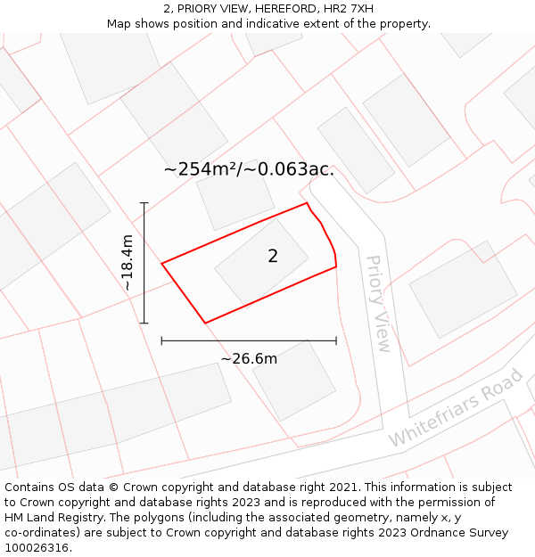 2, PRIORY VIEW, HEREFORD, HR2 7XH: Plot and title map