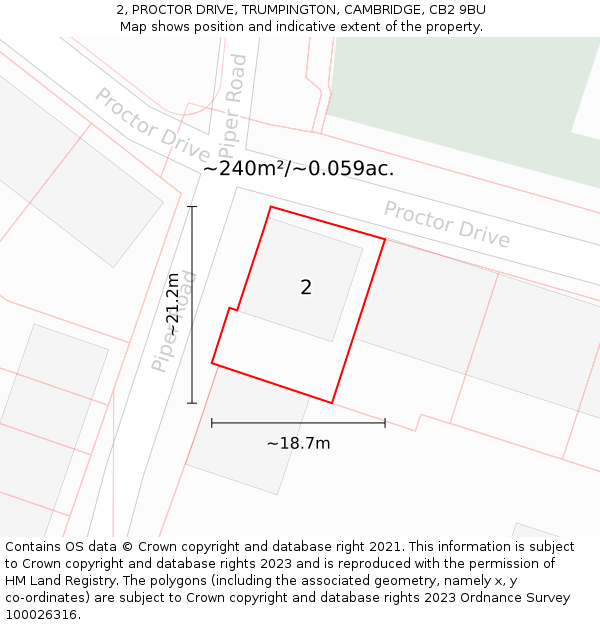 2, PROCTOR DRIVE, TRUMPINGTON, CAMBRIDGE, CB2 9BU: Plot and title map