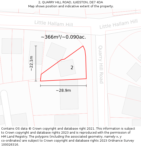 2, QUARRY HILL ROAD, ILKESTON, DE7 4DA: Plot and title map