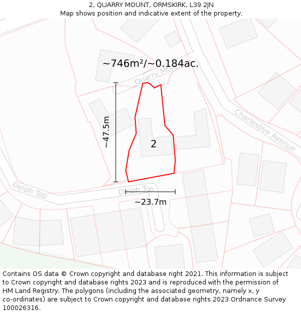2, QUARRY MOUNT, ORMSKIRK, L39 2JN: Plot and title map