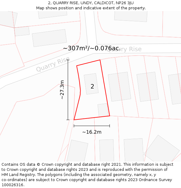 2, QUARRY RISE, UNDY, CALDICOT, NP26 3JU: Plot and title map