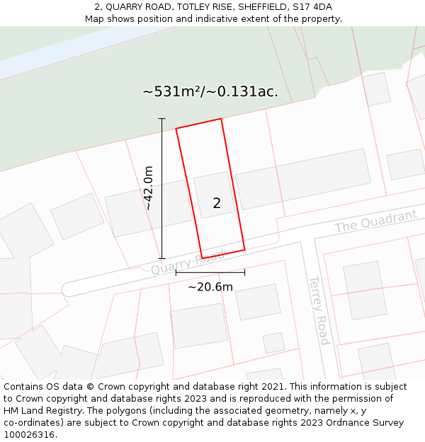 2, QUARRY ROAD, TOTLEY RISE, SHEFFIELD, S17 4DA: Plot and title map