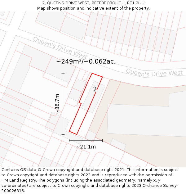 2, QUEENS DRIVE WEST, PETERBOROUGH, PE1 2UU: Plot and title map