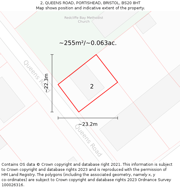 2, QUEENS ROAD, PORTISHEAD, BRISTOL, BS20 8HT: Plot and title map