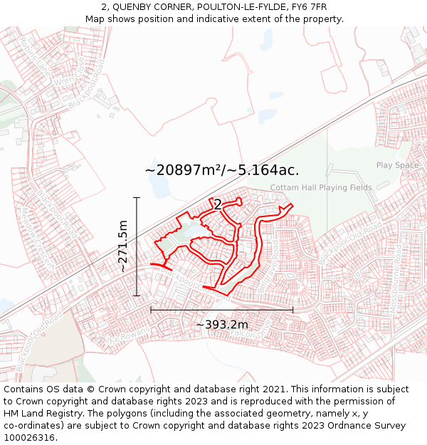 2, QUENBY CORNER, POULTON-LE-FYLDE, FY6 7FR: Plot and title map