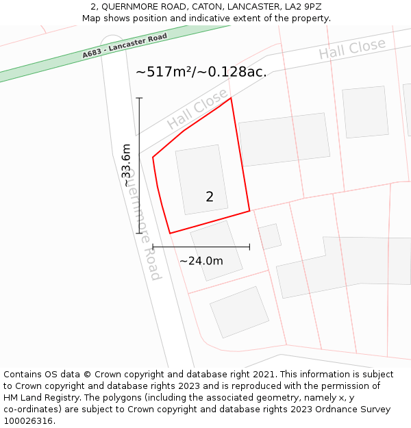 2, QUERNMORE ROAD, CATON, LANCASTER, LA2 9PZ: Plot and title map