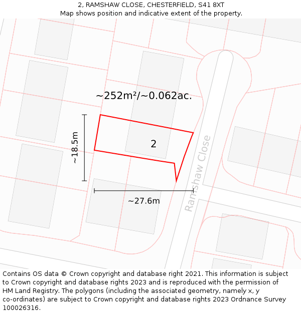 2, RAMSHAW CLOSE, CHESTERFIELD, S41 8XT: Plot and title map