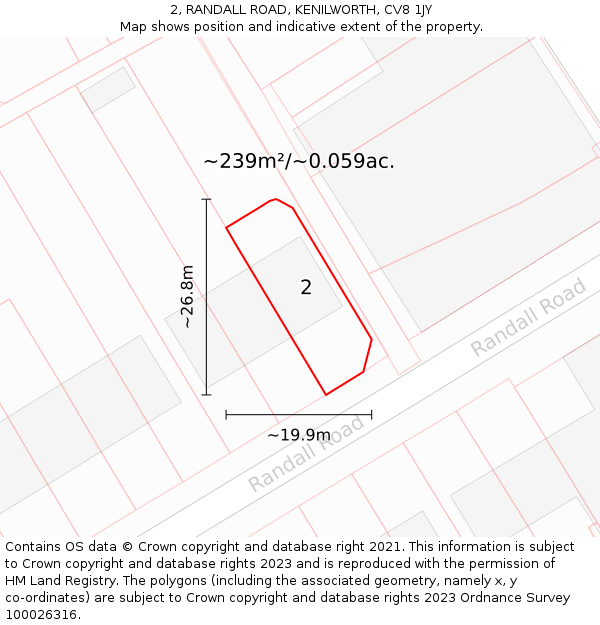 2, RANDALL ROAD, KENILWORTH, CV8 1JY: Plot and title map